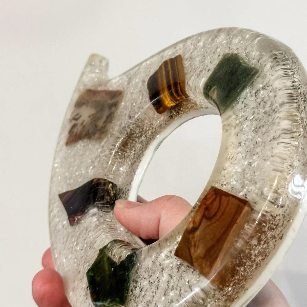 VTG MCM Lucite‎ Agate Ash Tray Base Glitter 8